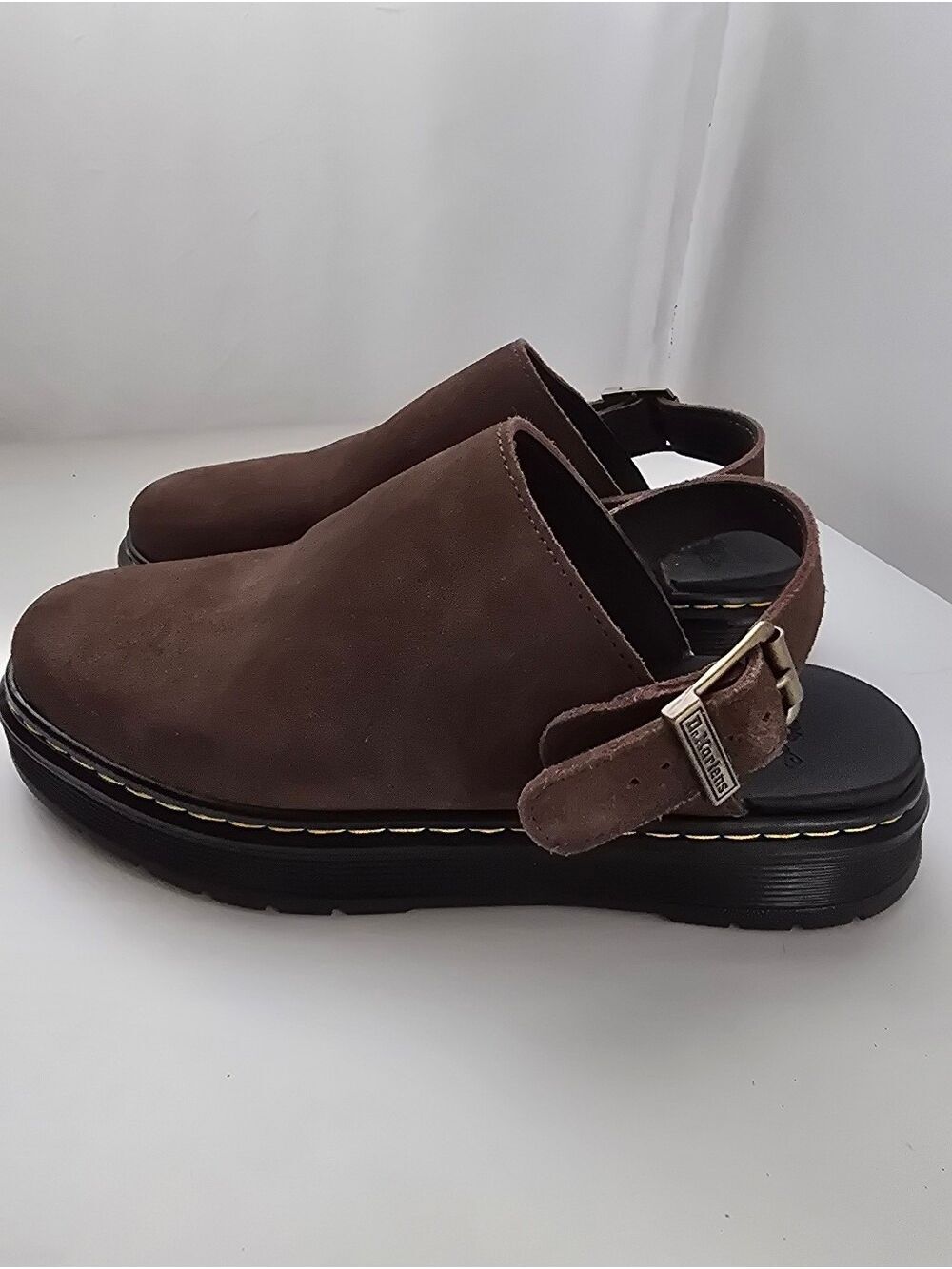 NWOT Dr. Martens Brookline Brown Suede Slingback Mules Clogs Women’s 9 Men’s 8 - Picture 17 of 17